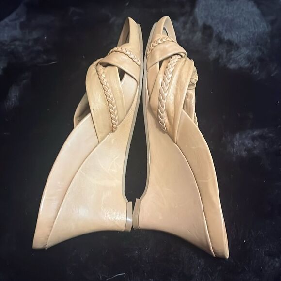 Diego di Lucca Beige Wedge Sandals - Picture 6 of 9